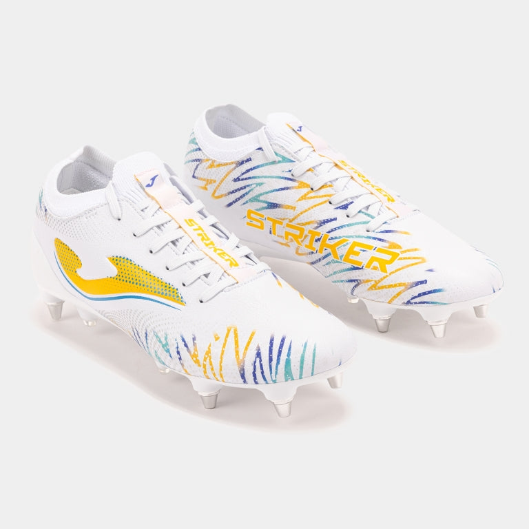 Striker 2402 Soft Ground Football Boot - White/Yellow