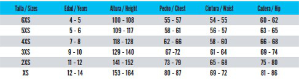 Joma Junior Size Chart