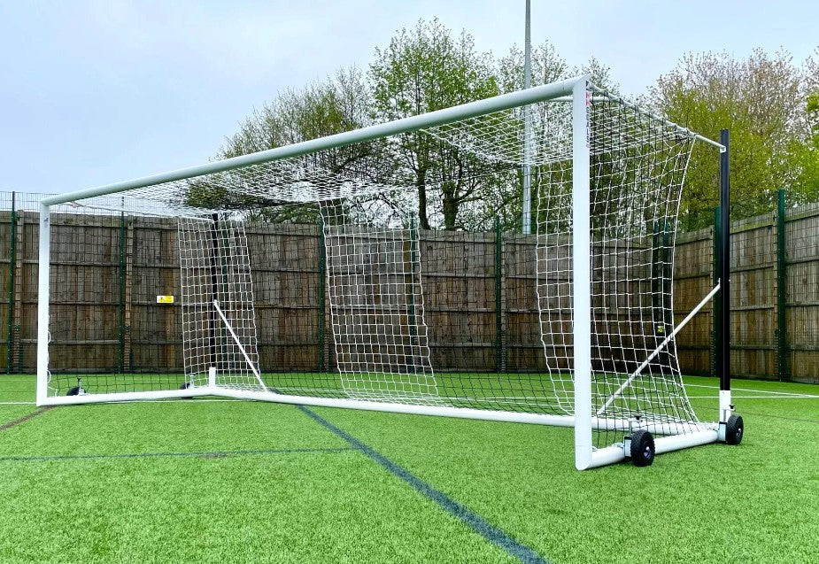 Aluminium 7.32m x 2.44m (24ft x 8ft) Freestanding Box Football Goal Wheeled Package - POA