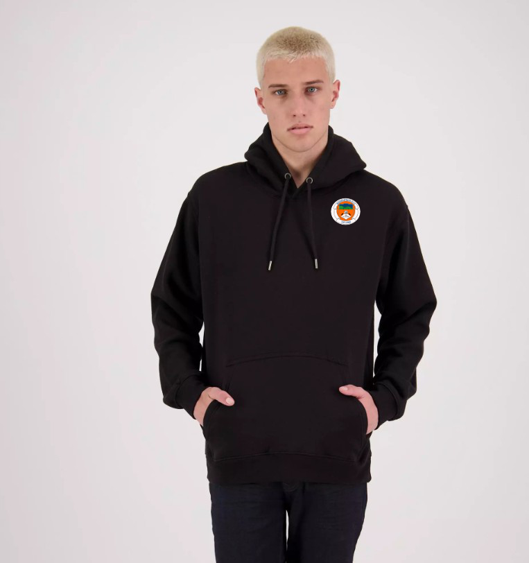 Ngongotaha Winter Hoodie - black with orange drawstring