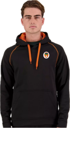 Ngongotaha Winter Hoodie - black with orange drawstring