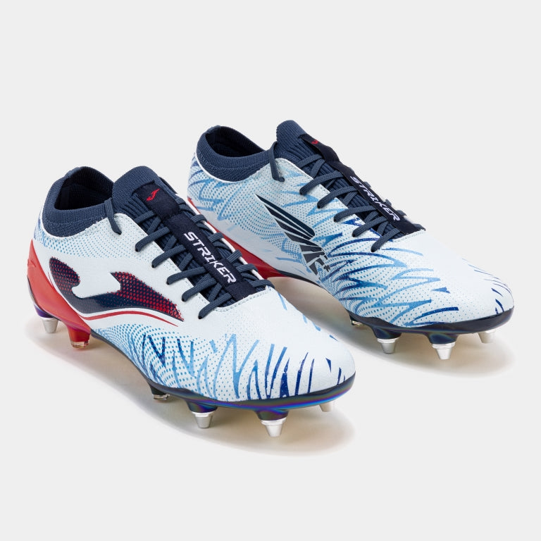 Striker Top 2505 Soft Ground Football Boot - White/Blue