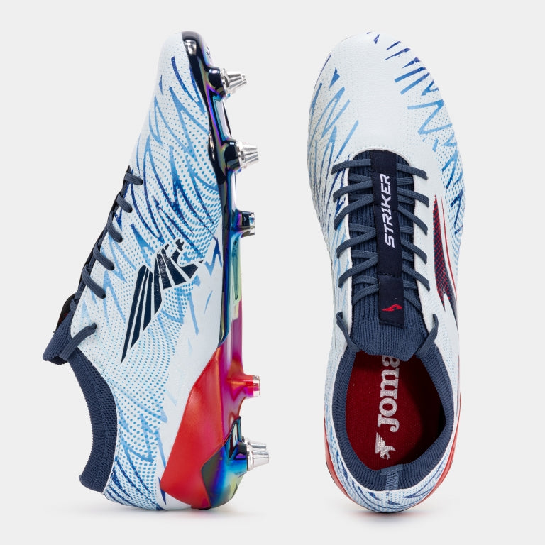 Striker Top 2505 Soft Ground Football Boot - White/Blue