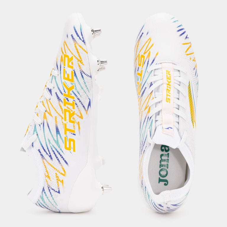 Striker 2402 Soft Ground Football Boot - White/Yellow