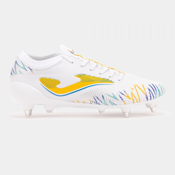 Striker 2402 Soft Ground Football Boot - White/Yellow