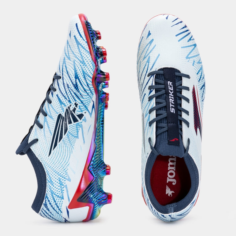 Striker Top 2505 Firm Ground Football Boot - White/Blue