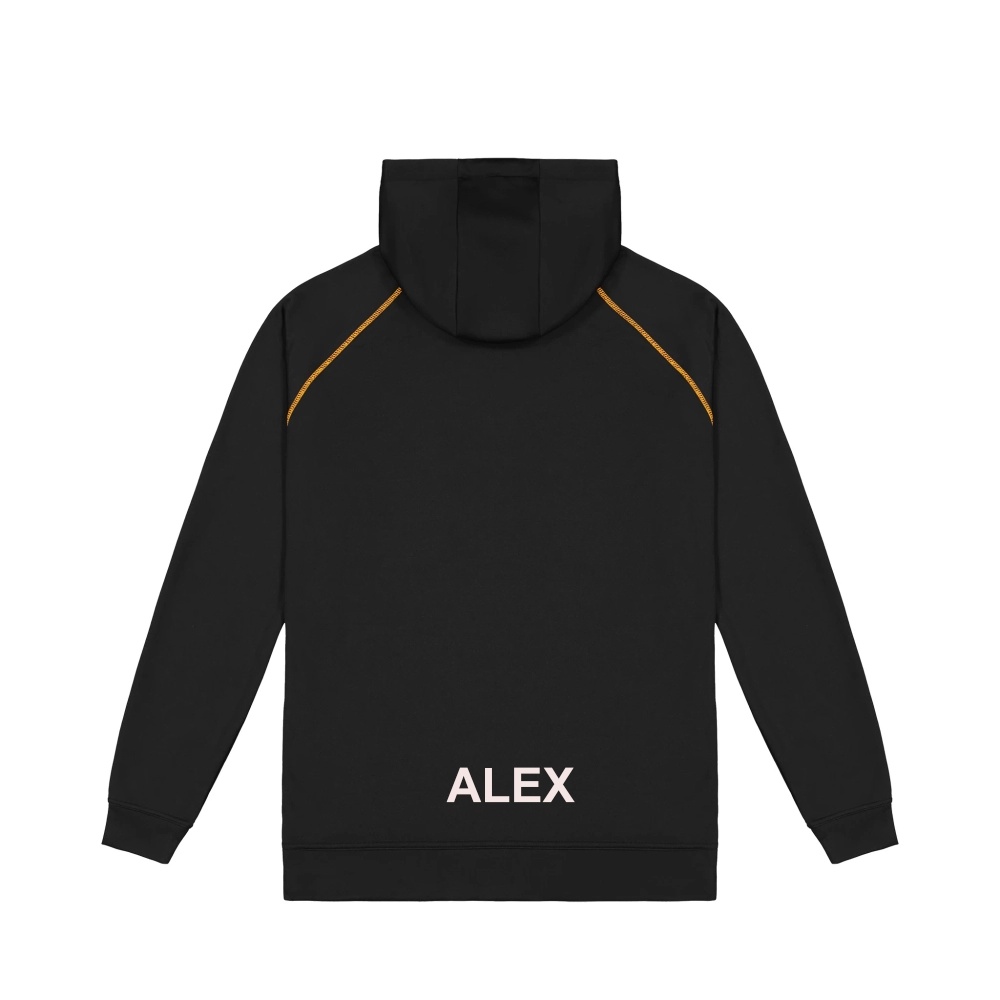 Ngongotaha  Winter Hoodie - black with orange drawstring